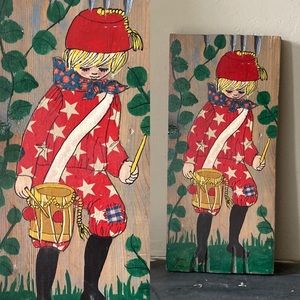 Vintage painting on wood